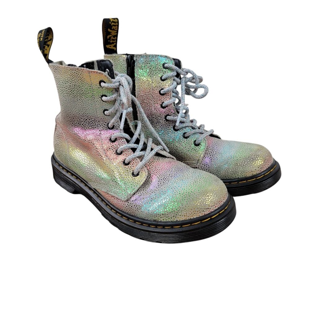 Dr Martens 1460 Pascal Junior Rainbow Iridescent Boots US Size 3 Combat Ankle